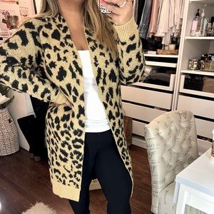 BP Nordstrom Leopard Sweater Open Cardigan